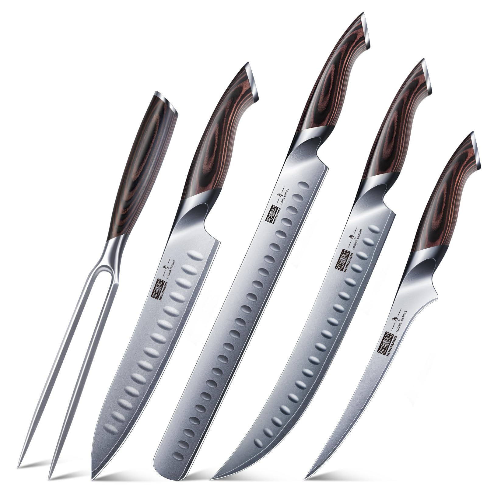 HOSHANHO Carving Knife Set 3PCS, Japanese High Carbon Steel Brisket Slicing Knife Sets wi…
