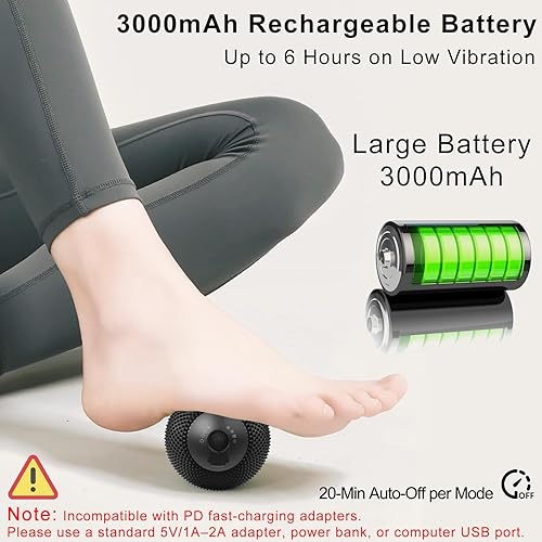 Miniatura 5 de Bola de masaje vibratoria con calor, 7 modos, memoria, liberación miofascial, bola de recuperación muscular de tejido profundo para masaje de puntos