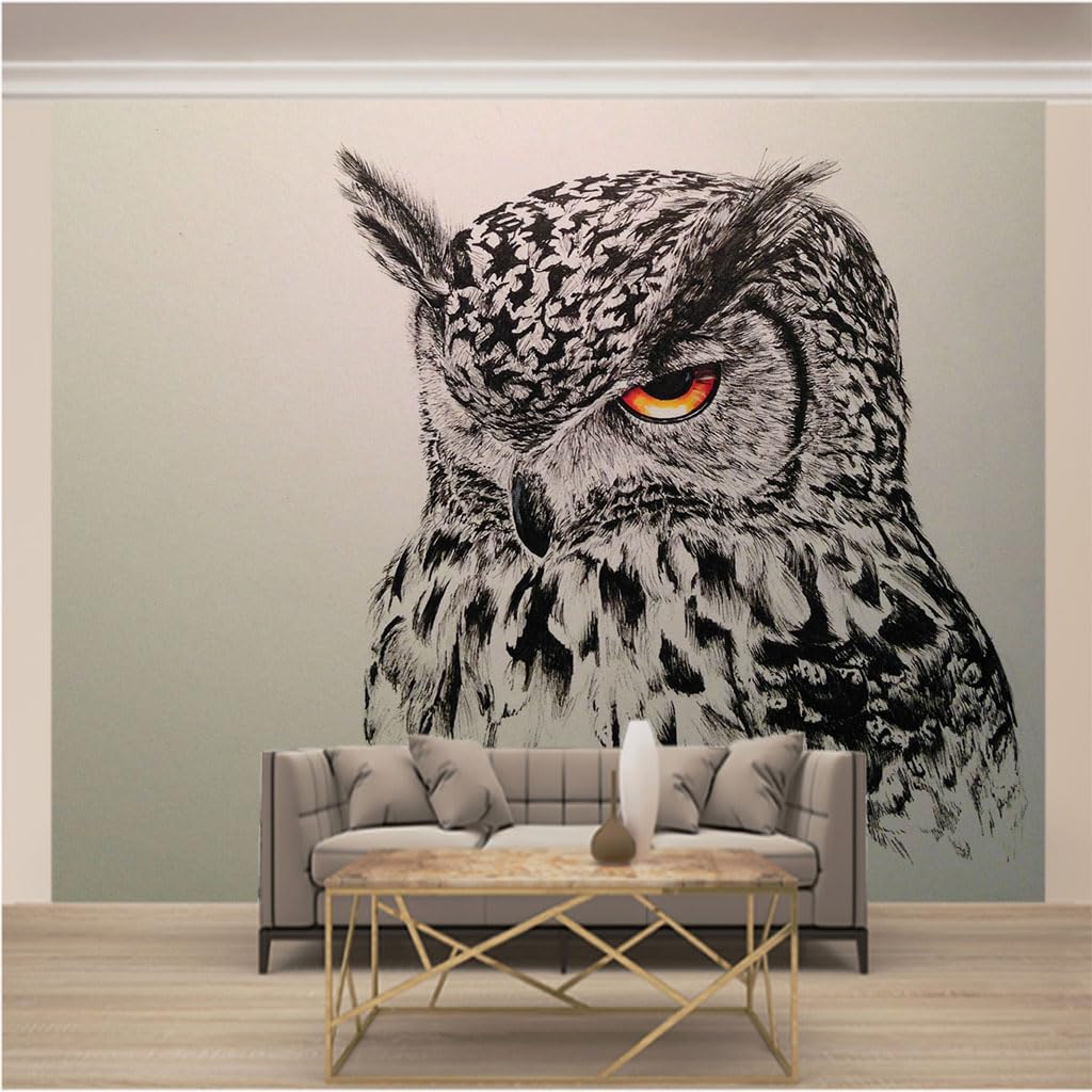 Papier peint intissé 3D trompe l'œil premium motif hibou sauvage