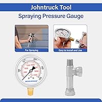 Vista 3 de MEASUREMAN - Conjunto de medidor de presión de pulverización, medidor de fluido de alta presión de 1/4" NPT con rosca con adaptador en T, 0-5000