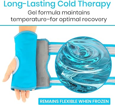 Arctic Flex Wrist Ice Pack Wrap - Hot & Cold Therapy Brace for Hand - Soft | Gel for Pain Relief, Rheumatoid Arhtritis, Surgery, Swelling & Sprains - Adjustable Straps for Heating or Cooling Compression