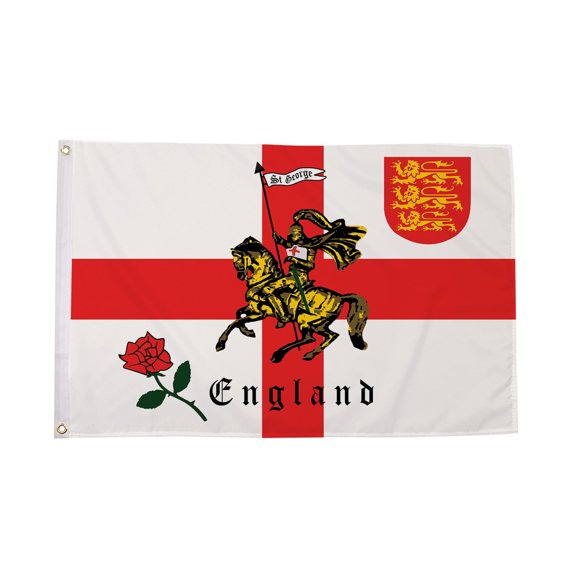 Flagtex England Flag Large 8ft x 5ft (240cm x 150cm) - St George Charger Dragon British Home Nation Banner Weather Resistant Polyester for Outdoor Display & Sporting Events