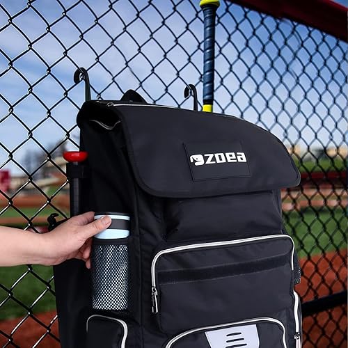 Miniatura 5 de ZOEA Paquete de bates expandible súper grande, mochila de bolsa de bate de béisbol, equipo de T-Ball y softbol y equipo para adultos, gran capacidad