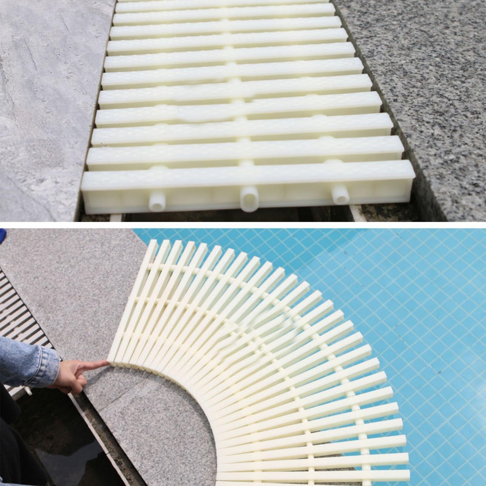 Rejilla de drenaje para piscina, cubierta de empalme de 3 agujeros, antideslizante, capacidad de carga de 250 kg, para entrada, patio, piscina, paquete de 20