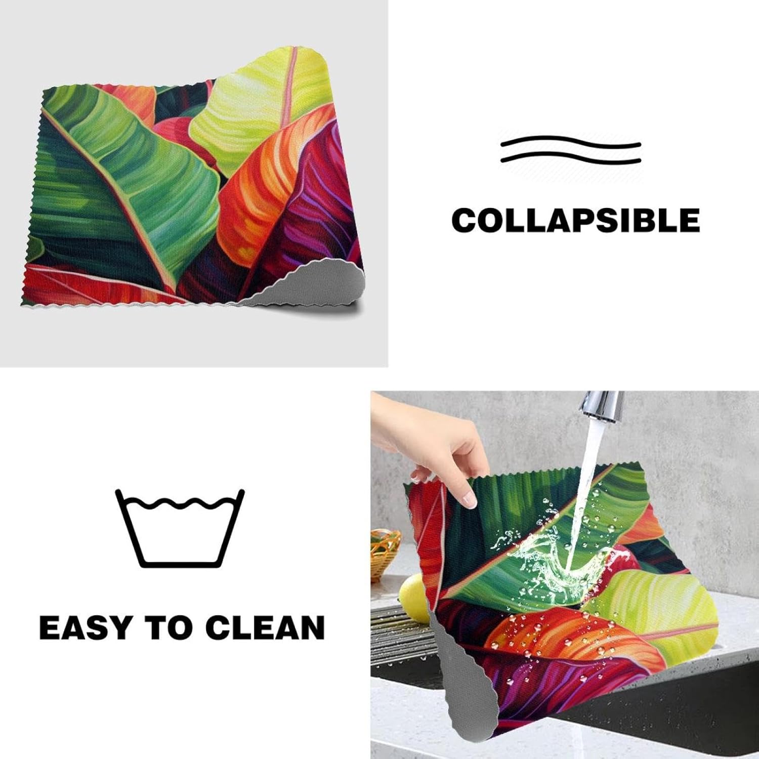 Placemats Set of 4,Table Placemats for Home Holiday Party,Tropical Plant Art Painting