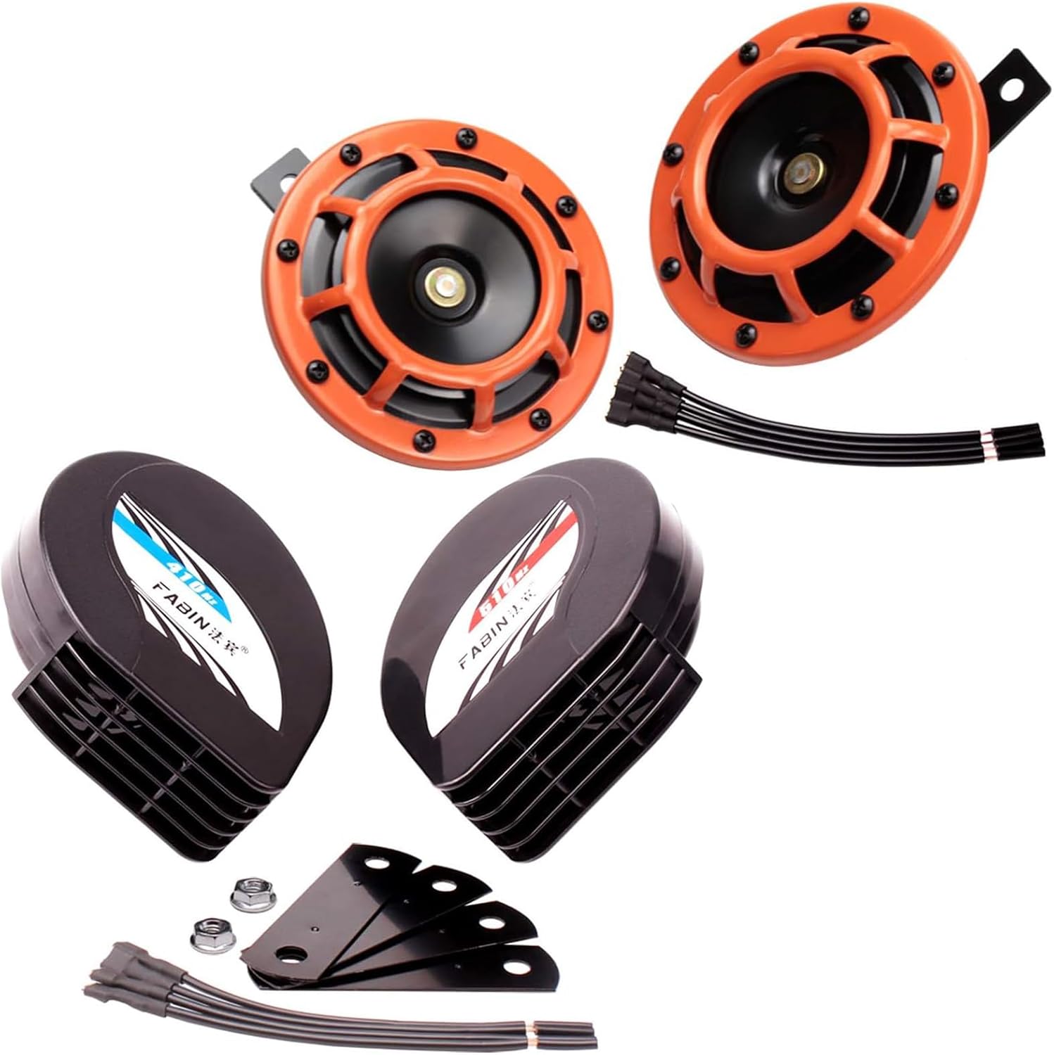 FARBIN Car Horns 12v kit with Dual-Tone Electric Snail Horn Kit Universal for Any 12V Vehicles