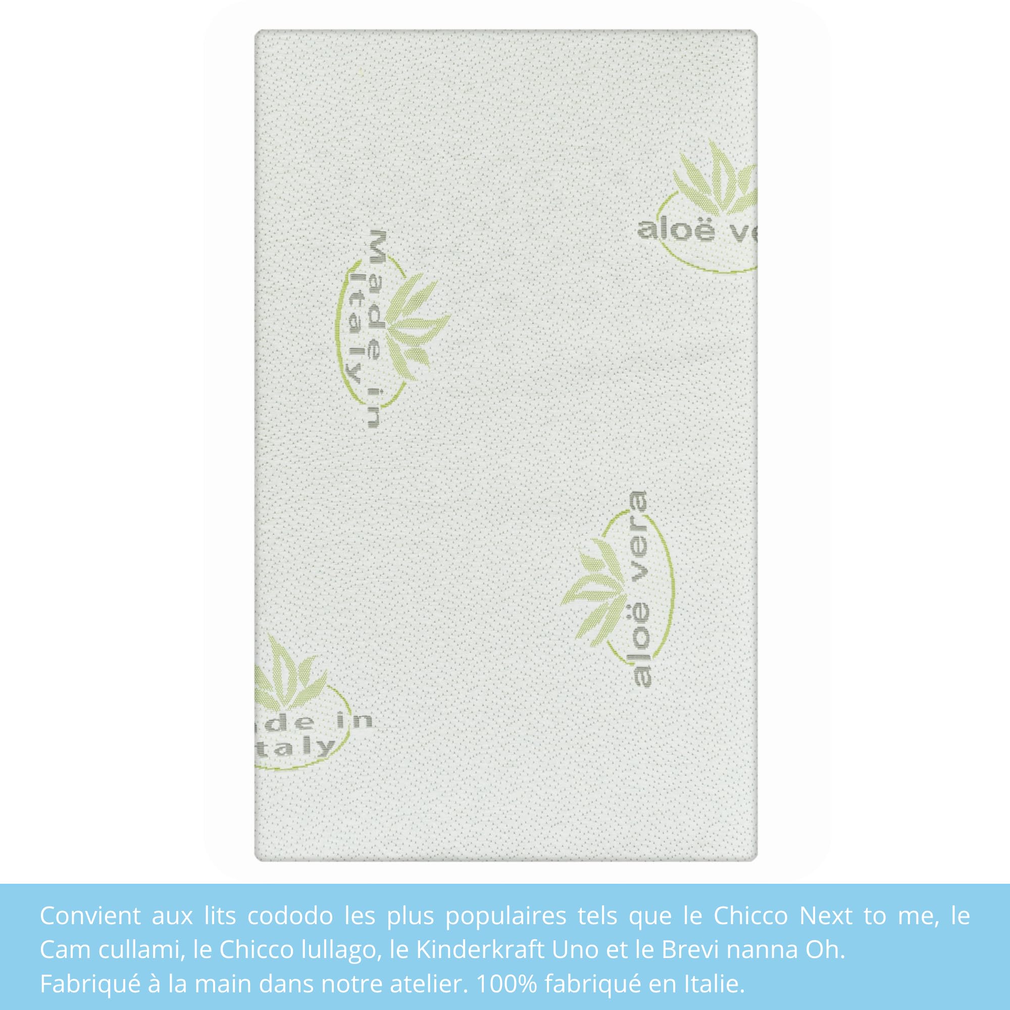 Babysanity - Colchón Next To Me desenfundable y transpirable con aloe conforme a la norma EN16890:2017, Chicco Lullago Kinderkraft Uno Jane Baby Side Cam Cullami Close To Me Brevi Nanna Oh Medidas 83