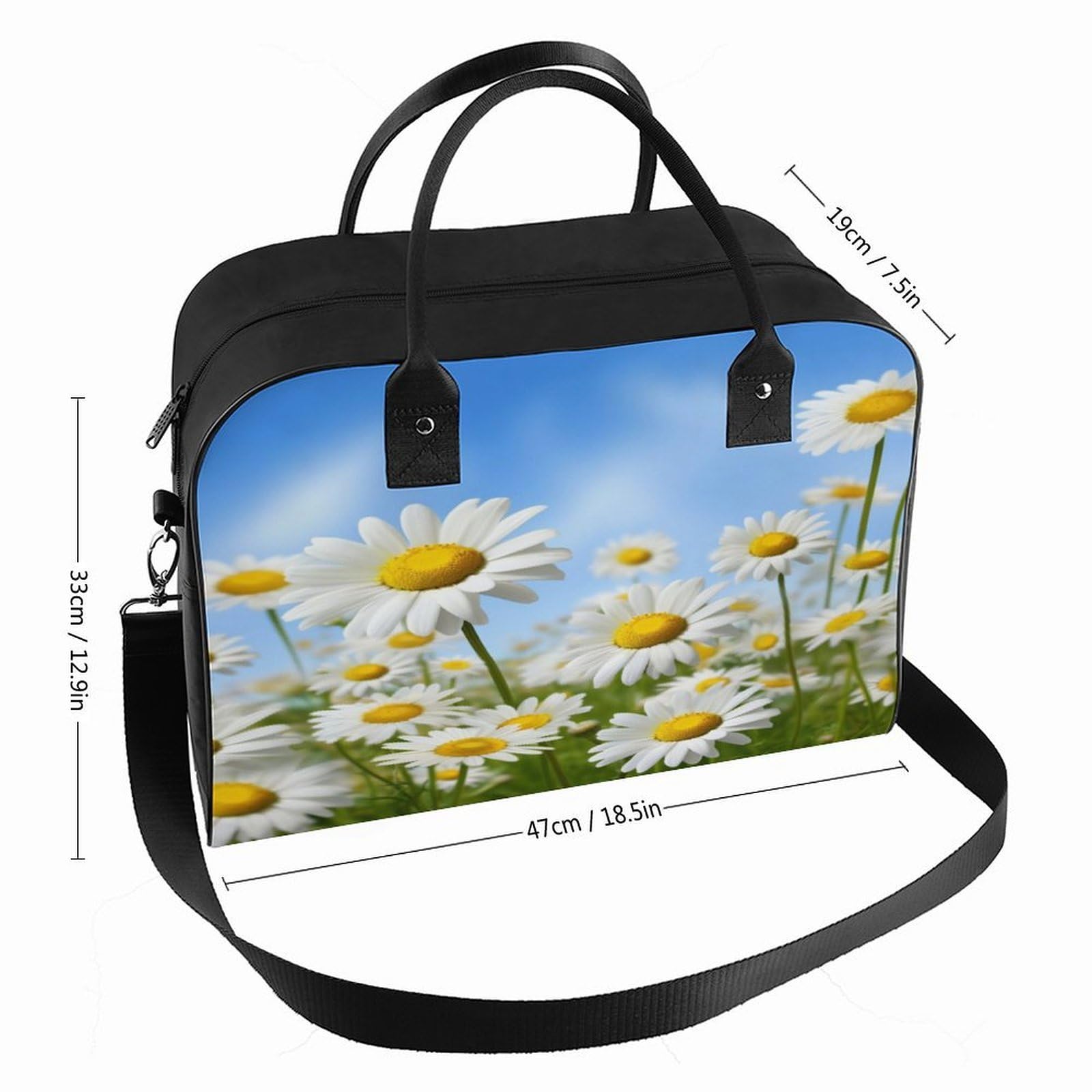 Spring Daisy Flowers Laptop Tote Bag Casual Travel Handbag Multi Pocket Shoulder Bags for Work Travel