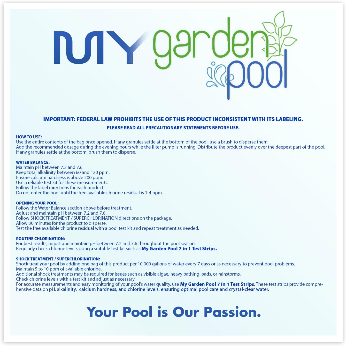 Drytec Calcium Hypochlorite Pool Shock 1 lb. 68% Bag, Complete Pool Care Kit with My Garden Pool Skimmer Sock and 7-in-1 Test Strips, 60 ct. – Powerful Chlorine Shock for Clear Swimming Water (12)