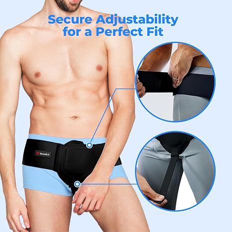 Hernia Belts for Men & Women, Adjustable Inguinal Hernia Belt for Men with Pad Support, Post-Surgery Recovery Truss, Universal Abdominal Strap Guard for Left or Right Side (Small, Black)