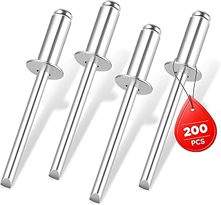 WORKPRO 200Pcs Aluminum Blind Rivets, 3/16" x 1/2" Pop Rivets Assortment, Aluminum Grip and Steel Mandrel, for Metal, Marine Boat, Automotive, Railway, and Duct Work- Pack of 200, Silver