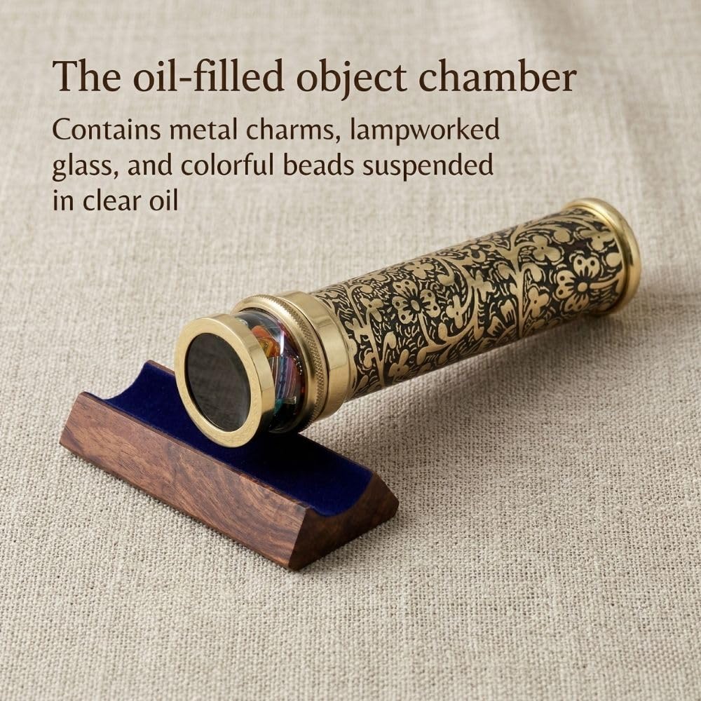 RII Kaléidoscope classique en laiton laqué gravé à la main, idéal pour quelqu'un de spécial, 17,8 x 3,8 cm