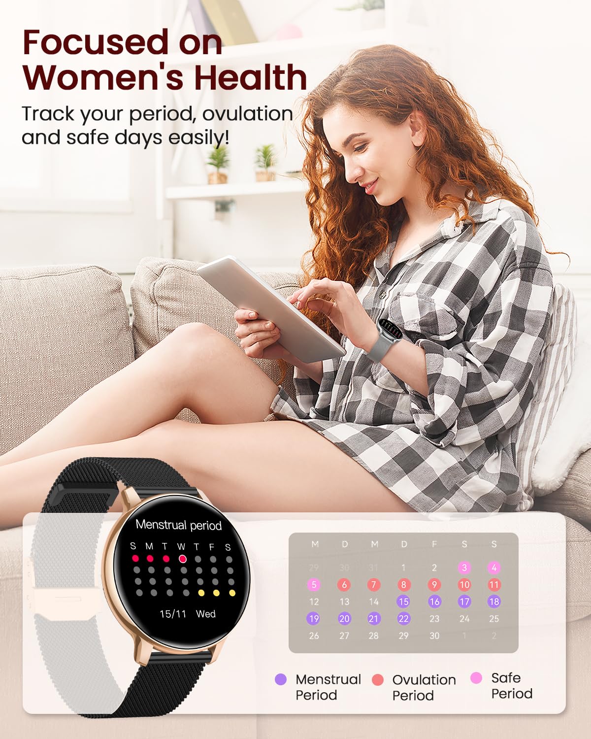SWGOTA Smartwatch Donna con Chiamate WhatsApp, 1,39" HD Orologio Fitness con 120 Sports 24H Cardiofrequenzimetro, SpO2 Sonno Ciclo Mestruale Smart Watch IP68 Notifiche Calorie per Android iOS Argento