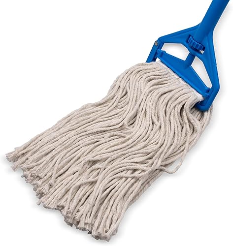 Vista 25 de SPARTA FLO-PAC - Cabezal de trapeador de algodón, punta cortada, banda estrecha con banda blanca para limpieza organizada, 36 pulgadas, bronceado