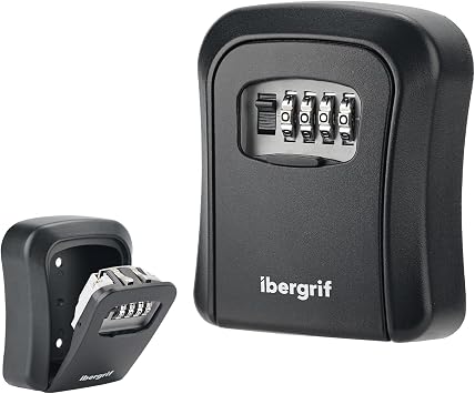Ibergrif Lock Key Safe, Wall Mounted, Lock Box Outdoor 4 Digit Combination, Heavy Duty Waterproof Key Cabinet for Home Garage School Airbnb