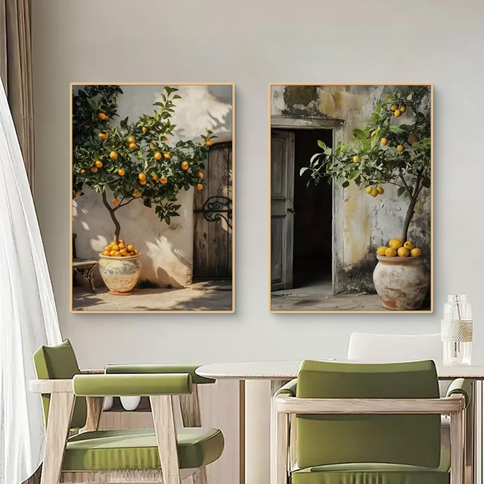 TROYSINC Lot de 2 posters motif plantes méditerranéennes citronnier olivier 50x70 cm sans cadre