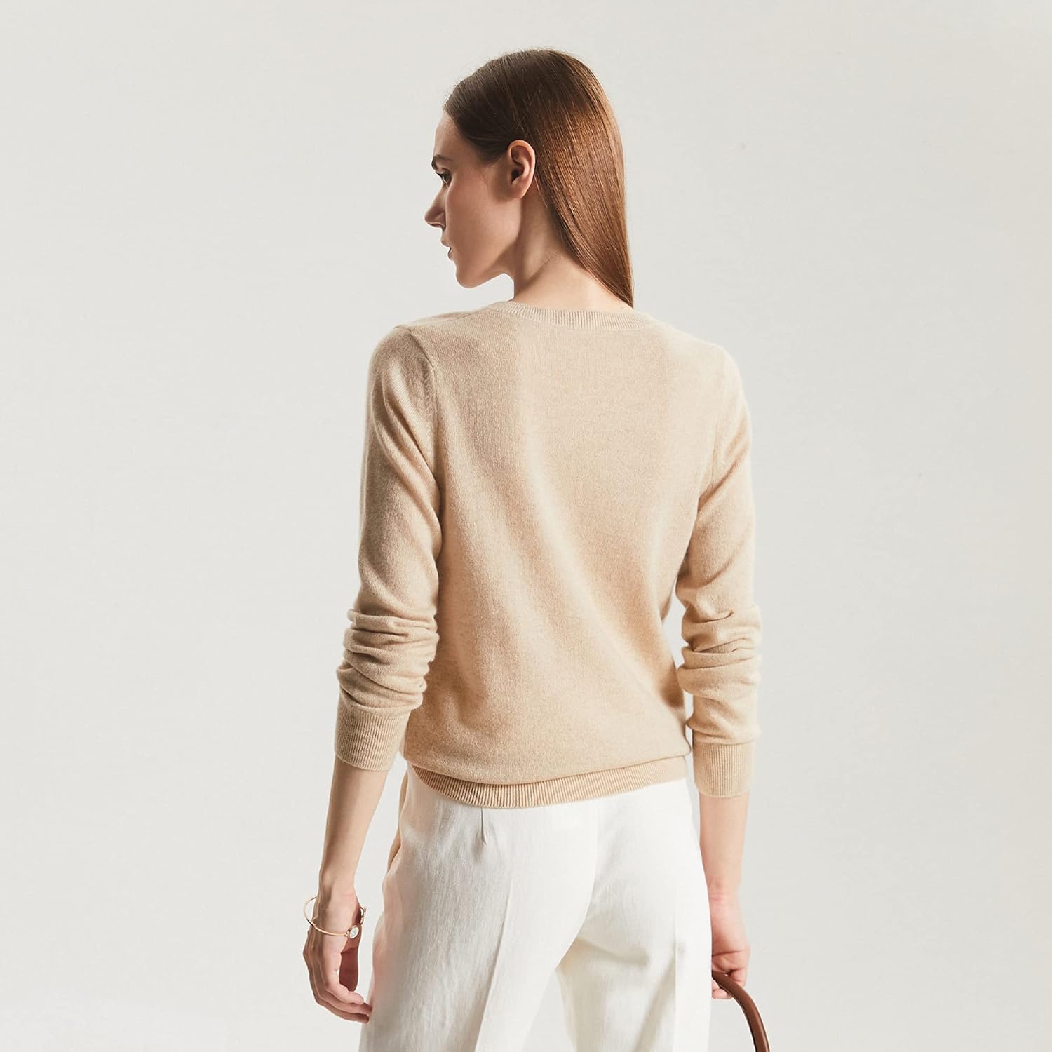 GreenMount Women's V Neck Sweater 100% Pure Cashmere Essential Long Sleeve Pullover Warm Soft Sweater for Women - Image 3