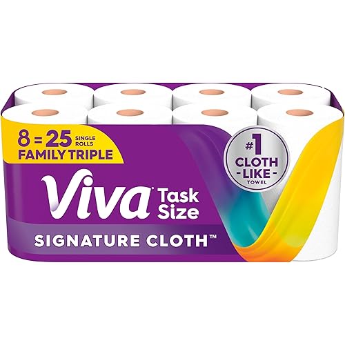 Viva Signature Cloth Paper Towels, Task Size, 8 Family Triple Rolls, 141 Sheets per Roll (Packaging May Vary)