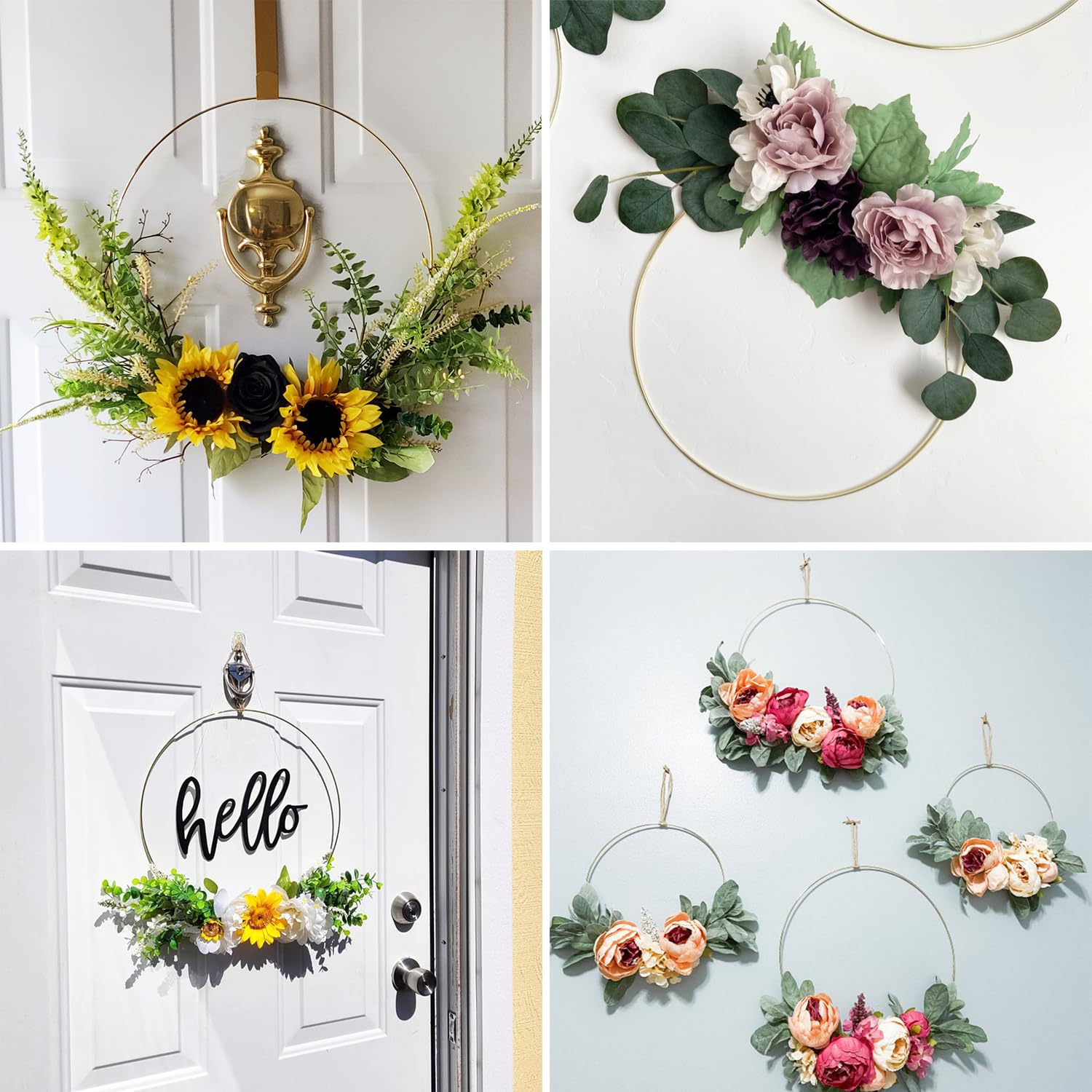 30 Piece 8 Inch Gold Metal Floral Hoop Wreath Macrame Rings Set, Floral Hoop Wreath for Weddings, Home Decor and DIY Crafts, Dream Catcher, and Macrame Wall Hanging Crafts by GENHAKON.