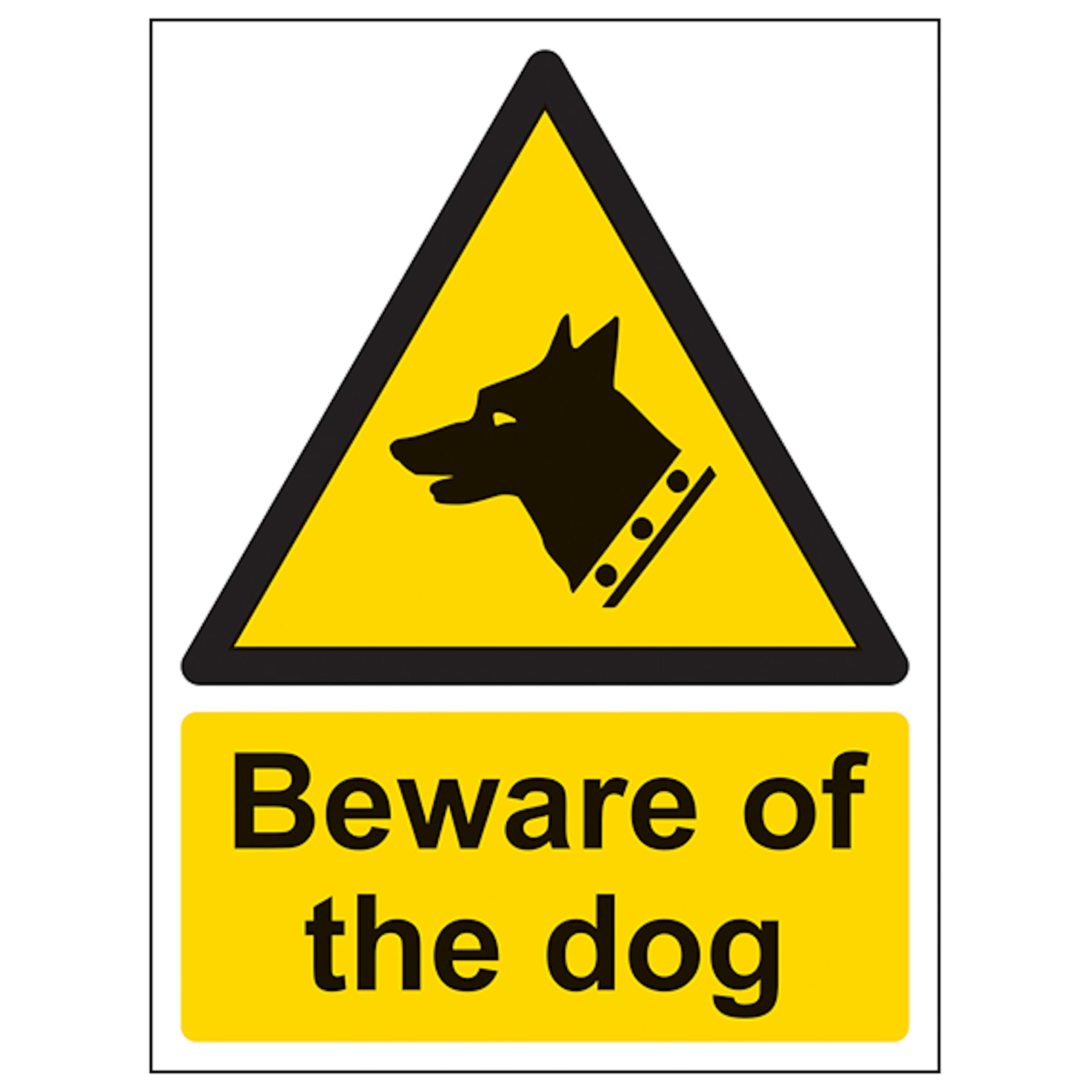 V Safety Beware Of The Dog - Portrait 150 x 200 mm - Glow In The Dark 1mm Rigid Plastic Safety Sign