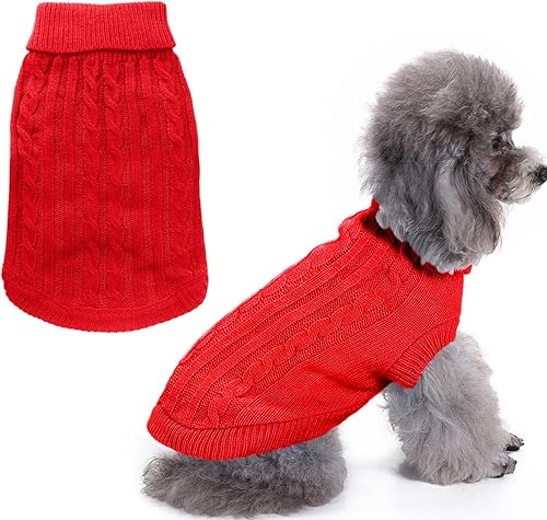 Miniatura 1 de Idepet Suéter de cuello alto para perro, ropa de punto clásica para perro, ropa cálida de invierno para mascotas, ropa de punto para cachorros para