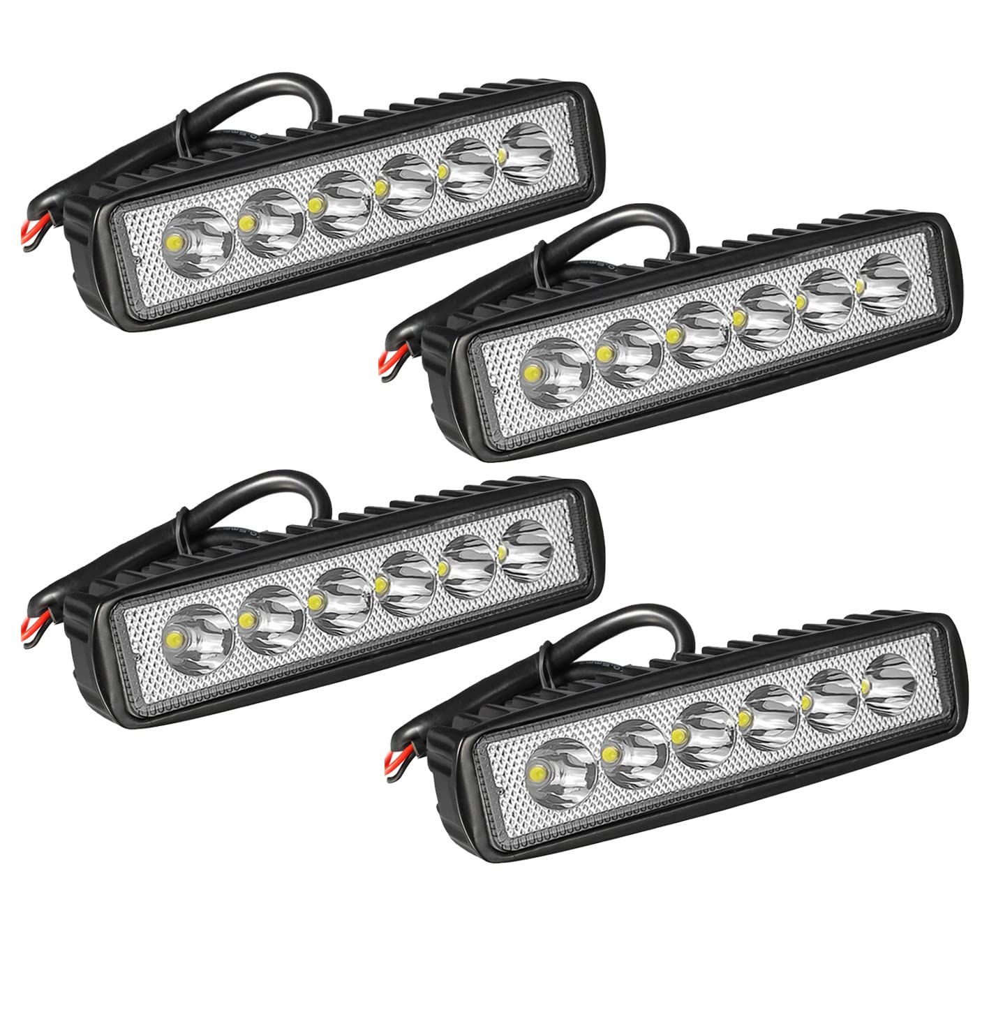 Willpower 4 Pcs Phare LED, 6 Pouces 18W Projecteur Barre LED 12v pour Moto Voiture Camion SUV Bateau 4x4