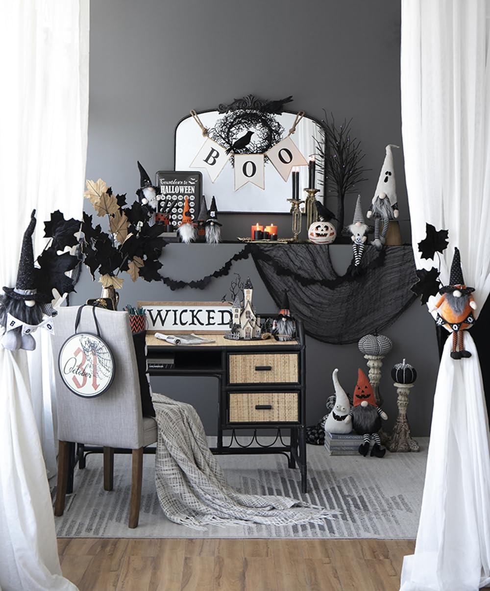 AGANS Cozy Fabric Pumpkin Decor for Autumn Vibe, Rustic Black and White Plaid Design, Home Decoration, 7x7x7.5 Inches