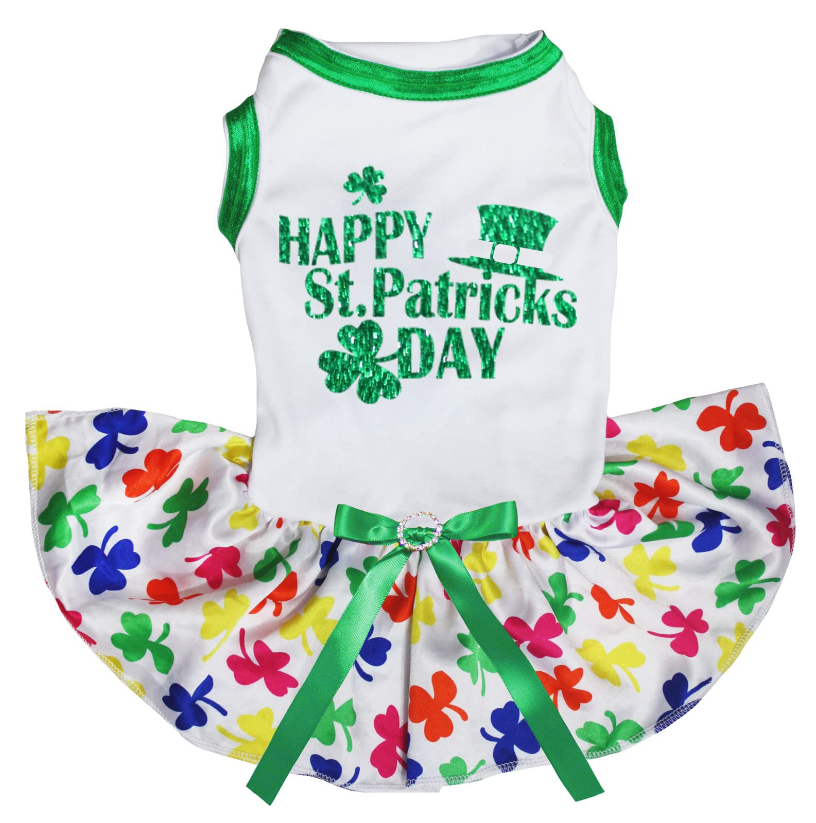 Robe chien Saint-Patrick trèfle arc-en-ciel pour photo de fête XS