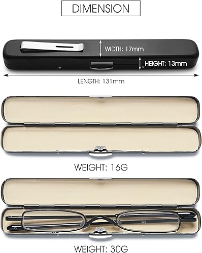Miniatura 7 de VEVESMUNDO Gafas de lectura de metal para hombres y mujeres, delgadas, ligeras, de bolsillo, compactas, con estuche