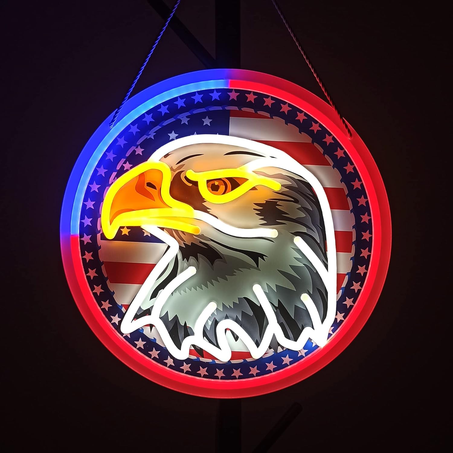 ASIUXIRS_13x13 inch Bald Eagle Neon Sign Art Wall Lights for Beer Bar Club Bedroom Hotel Pub Cafe Wedding Birthday Party Gifts