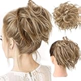 HMD Tousled Updo Messy Bun Hairpiece Hair Extension Ponytail With Elastic Rubber Band Updo Ponytail Hairpiece Synthetic Hair Extensions Scrunchies Ponytail Hairpieces for Women (12H24)