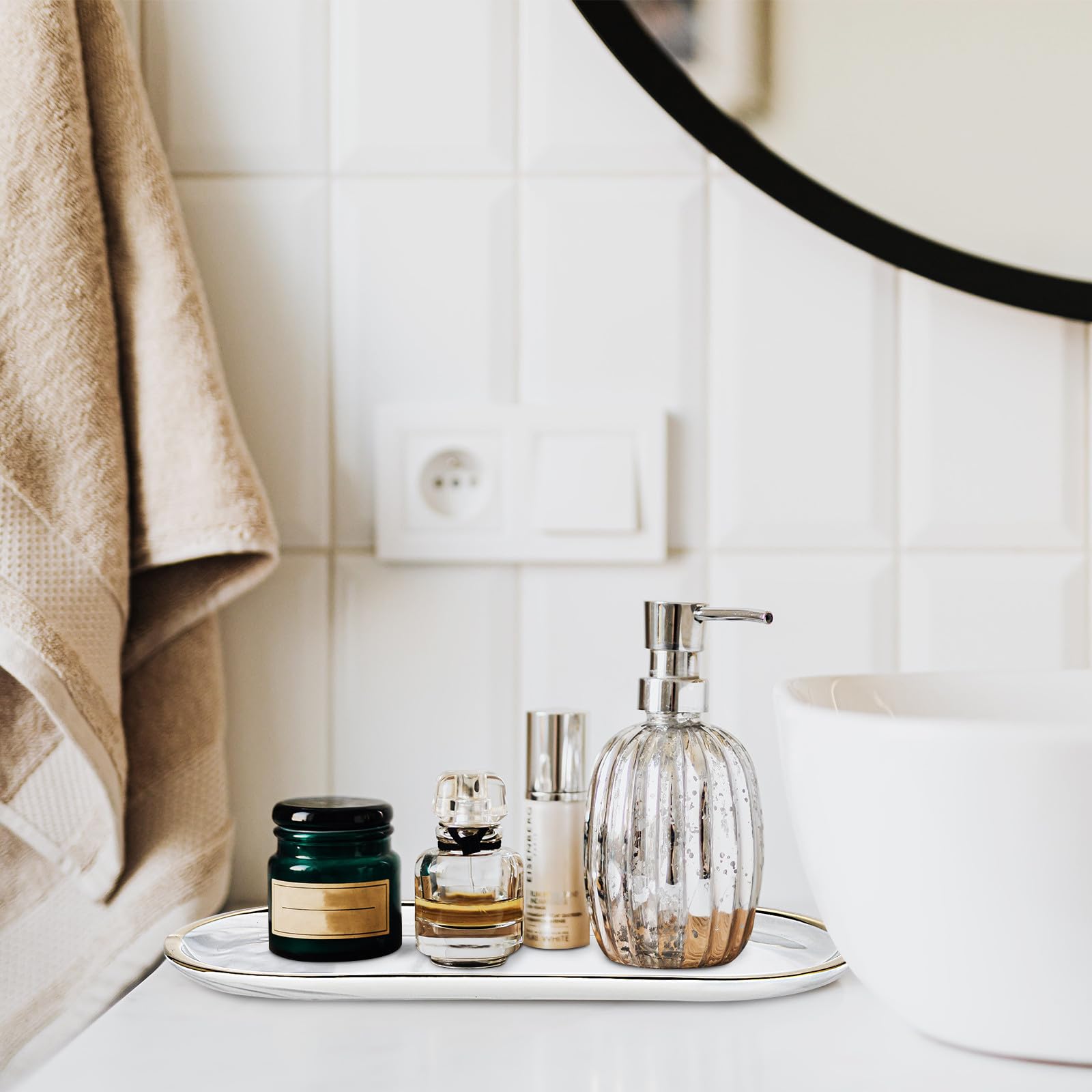 NUOBESTY 2pezzi Vassoio Decorativo Ovale Per Lavabo Vassoio Porta Profumi e Oggetti Da Toeletta Per Bagno Cucina