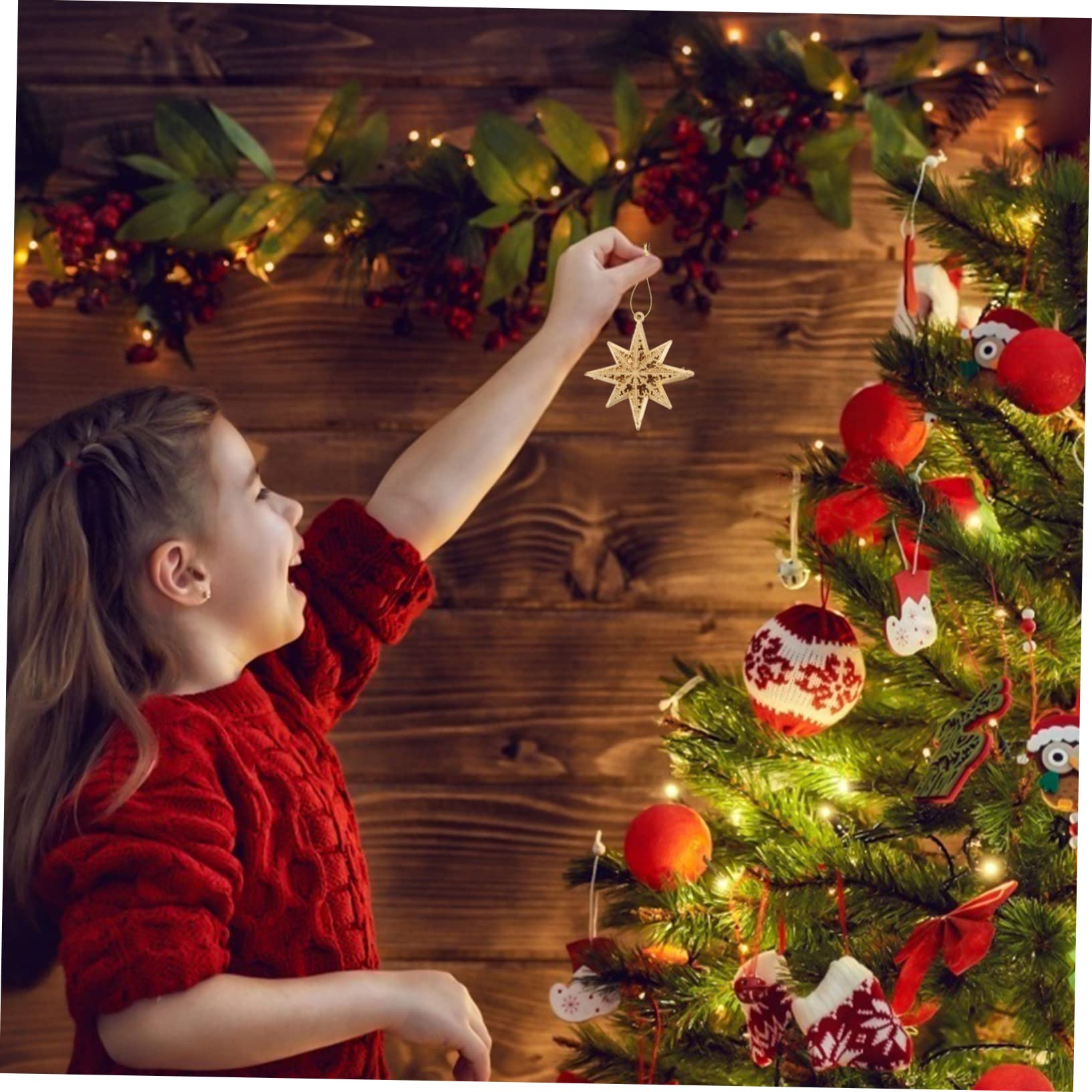 Cabilock 5 Set Ciondolo Stella Dorata Decorazione Superiore Dell'albero Di Natale Pendenti Dell'albero Di Natale D'oro Pendenti Natalizi Ciondolo Natalizio Decorazioni Natalizie 6 Pezzi * 5