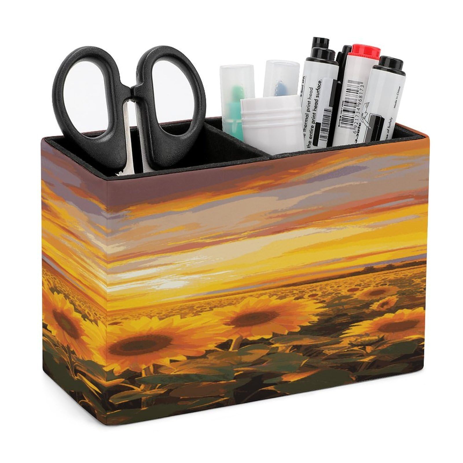 Porte-stylos en cuir au coucher de soleil pour bureau d'étude