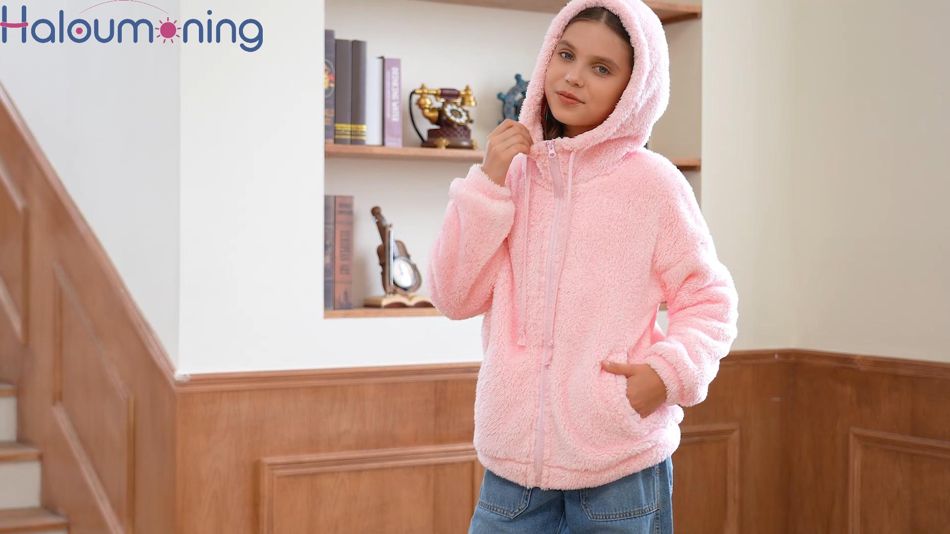 Amazon.com: Haloumoning Girls' Outerwear Jackets Kids Soft Fleece