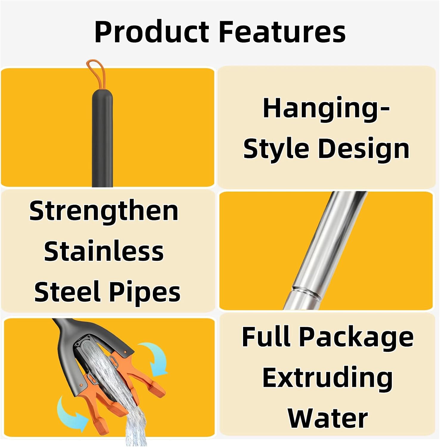 Portable Self-Squeeze Cleaning Mop,Lazy Tabletop mop and Stainless Steel Handle.Wet and Dry Use Cleaning System,Sponge Cotton Mops for Bathroom, Glass, Car.(4 Cotton Heads + 1 Squeeze Handle) (4)