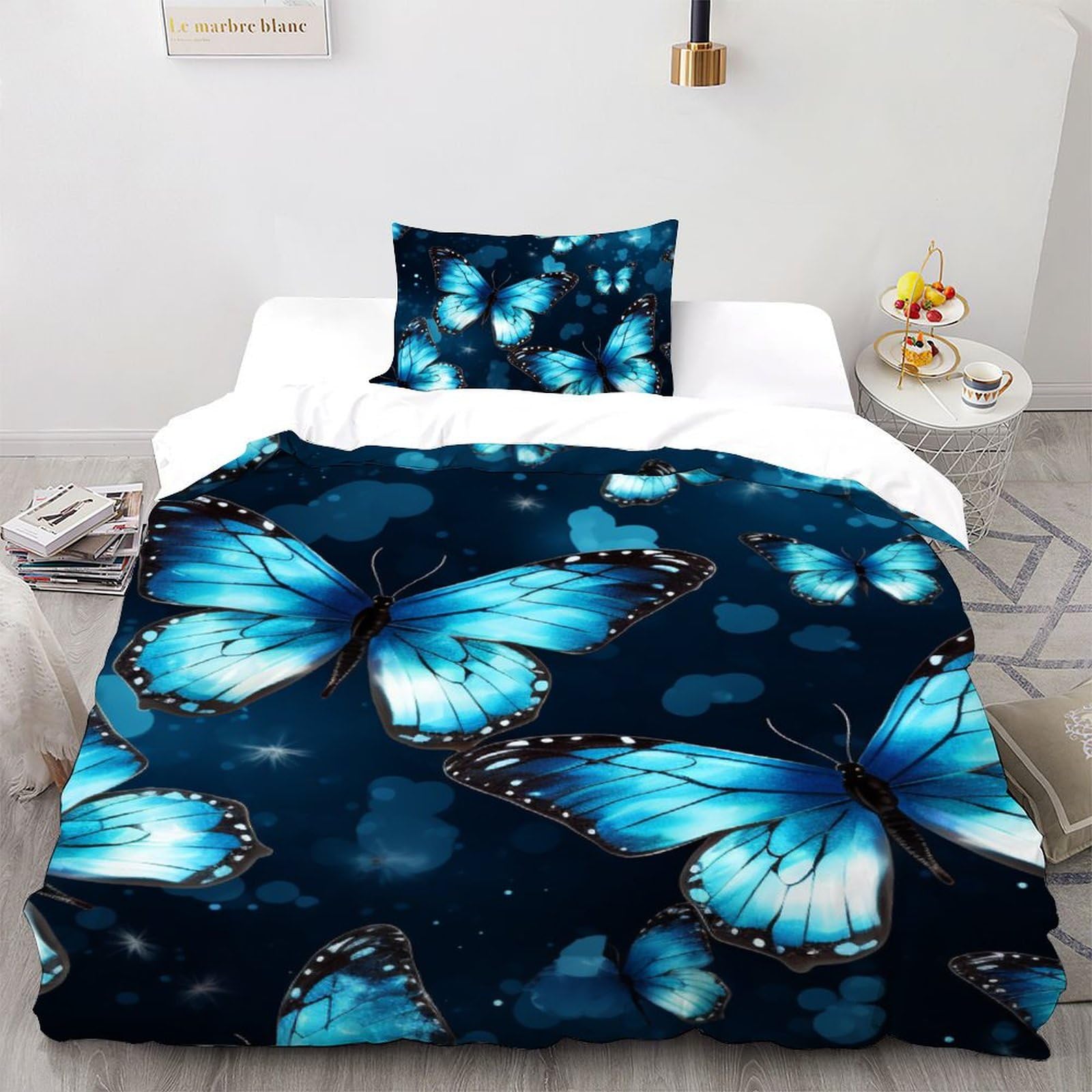Housse de couette papillon animal 135x200 microfibre avec taie