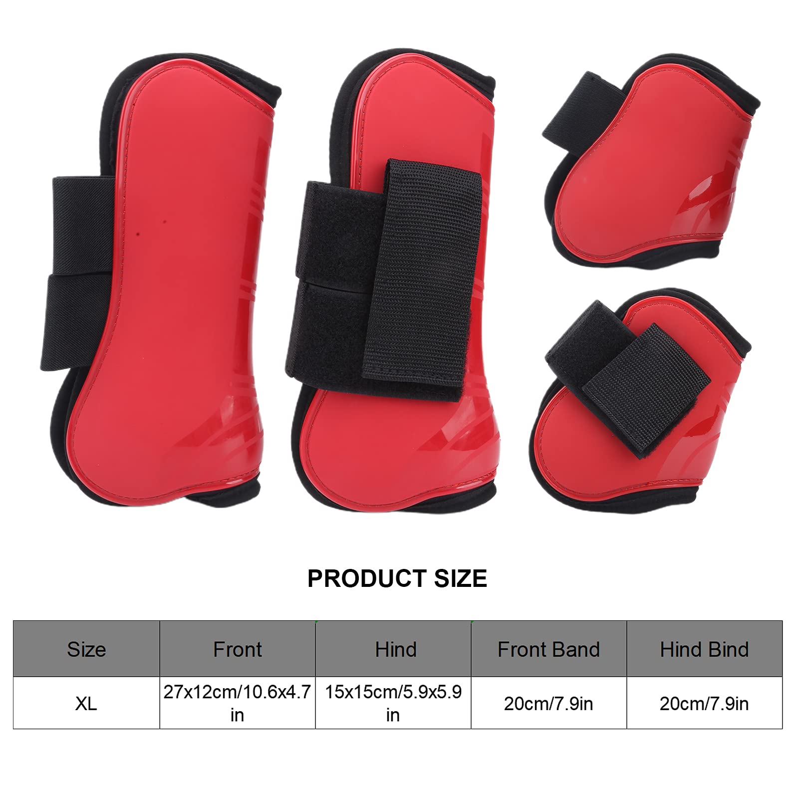 Paratendine per Cavallo Set di 4 Parastinchi per Cavallo con Guscio in PU Leggero, Aperto, Protezione della Gamba Anteriore, Ammortizzante, Regolabile, per Equitazione, Salto, Rosso M