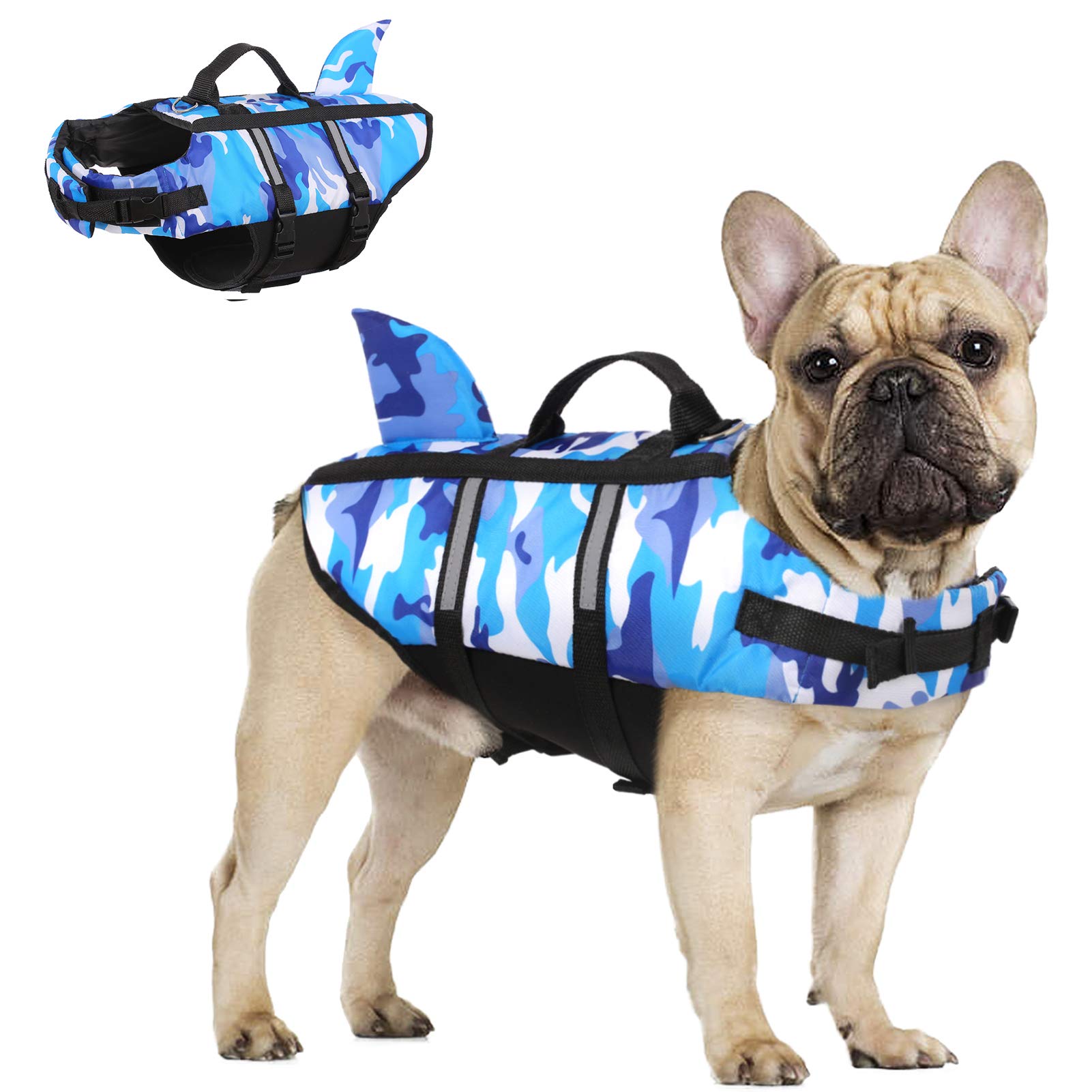 Buy Letsqk Dog Life Jacket Ripstop Fin Shark Flotation Lifesaver Vests