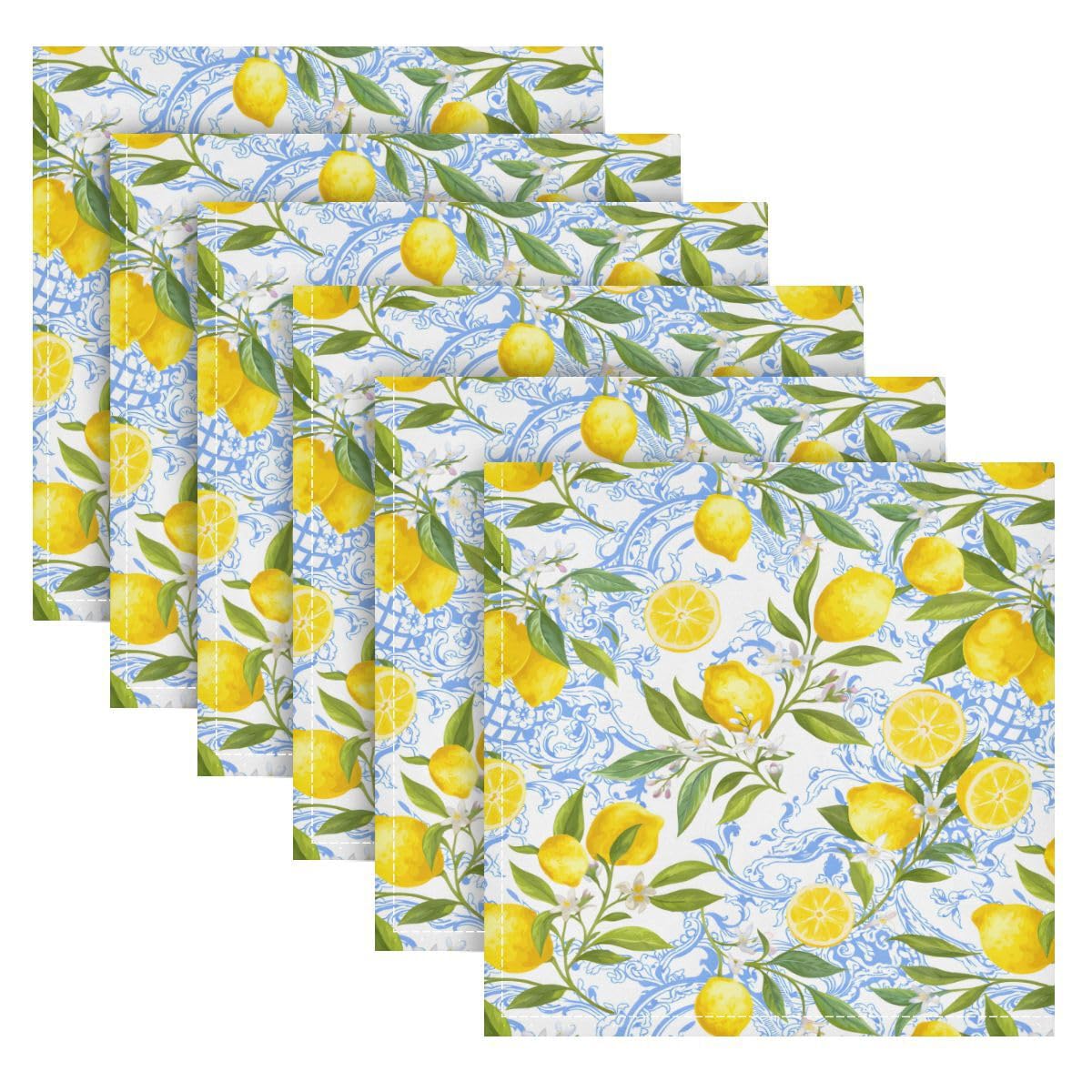 Serviettes de table en tissu polyester jaune citron ALAZA