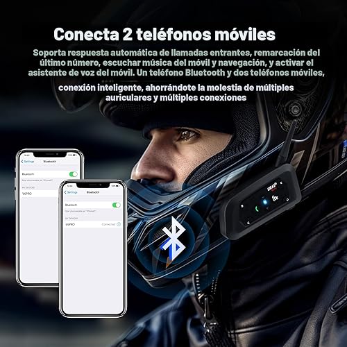 Miniatura 6 de EJEAS V6 Pro - Intercomunicador Bluetooth para casco de motocicleta, 2 vías de 3,937.0ft, impermeable, totalmente dúplex, inalámbrico, con llamadas