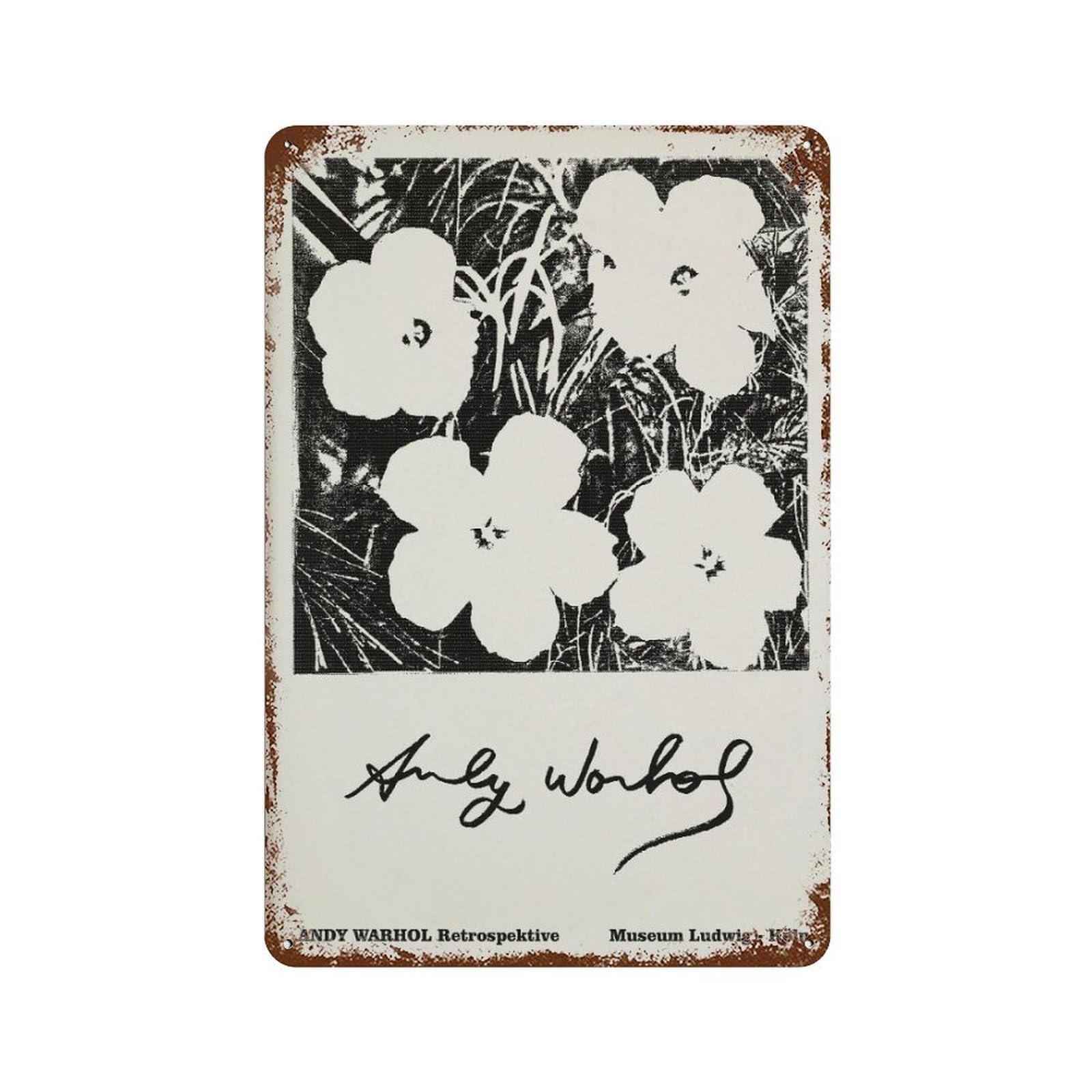 xiaoxiaoshen Andy Warhol Flower Retrospective, Pop Wall Decor Art Metal Tin Poster Modern Home Decor Art Home Bar Shop Decorations Vintage Sign 30x20cm