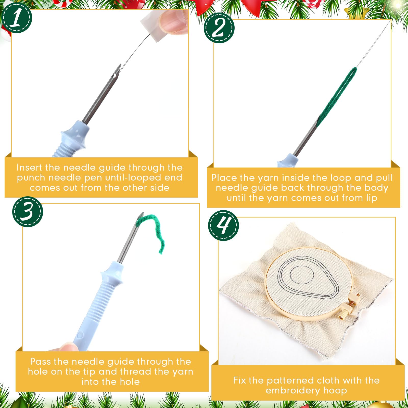 Yaomiao 6-teiliges Obst-Stanznadel-Untersetzer-Set, Stanznadel-Stickset, Stanznadel-Set, Bastelbedarf mit Mustern, Garnen, Werkzeuge, selbstklebender Filz, Stickrahmen, Anleitung für Erwachsene, DIY