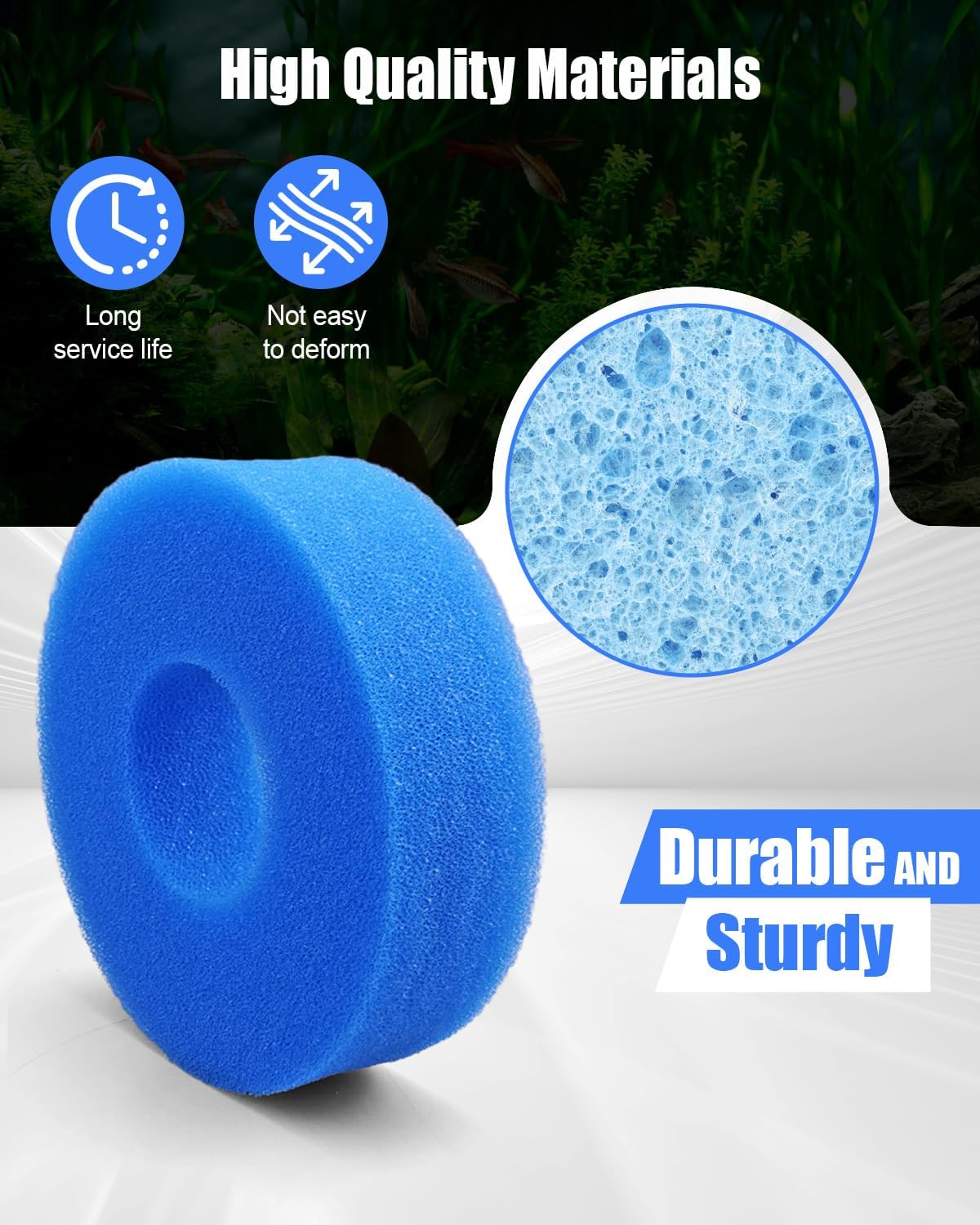 TIKSCIENCE 4-Pack Foam Filter Rings Fit for Laguna Pressure-Flo 1400/2000 – Replacement for PT1736 PT1503, Foam Sponge Filter Media for Ponds Aquariums Fish Ponds