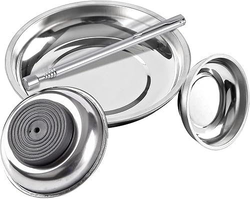 Miniatura 8 de 3 bandejas magnéticas para herramientas con 5 libras, juego de herramientas magnéticas telescópicas, 3 pulgadas, 4 pulgadas, 6 pulgadas, bandeja