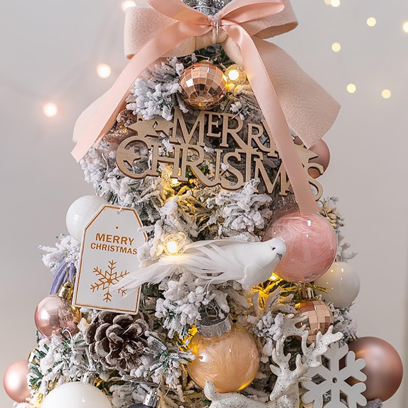 Arbol de Navidad Pequeño con Luces Integradas, Árbol de Navidad Artificial de Mesa de 45/50 cm con Luces LED, Pinos Navideños Pequeños con Base(50cm/20in)