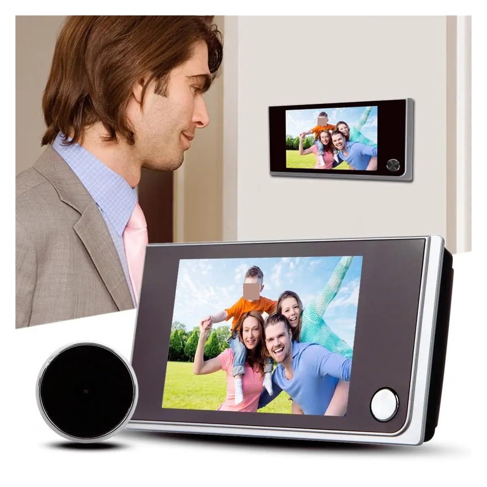 Timbre con vídeo Inteligente Timbre con Video de 3,5 Pulgadas y cámara visión Gran Angular 120° for Seguridad del hogar oficinas y hogares