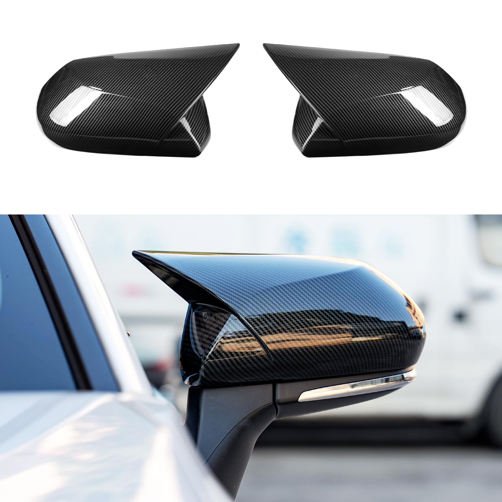 CKE Compatible with Toyota Camry 2026 2025 2024 2023 2022 2021 2020 2019 2018 Accessories Aggressive Look Car Exterior Door Side Rearview Mirror Guard Cover Trim Caps -Carbon Fiber Style