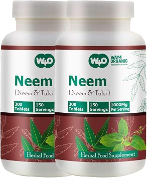 Neem Tulsi Tablets, 300 Pills, 150 Servings, 1000 mg, Equal Ratio of Neem and Tulsi SupplementPack of 2