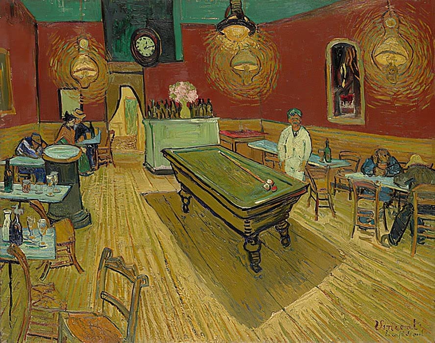 Tableau Le Café de nuit Van Gogh : impression d'art vintage 60x90cm